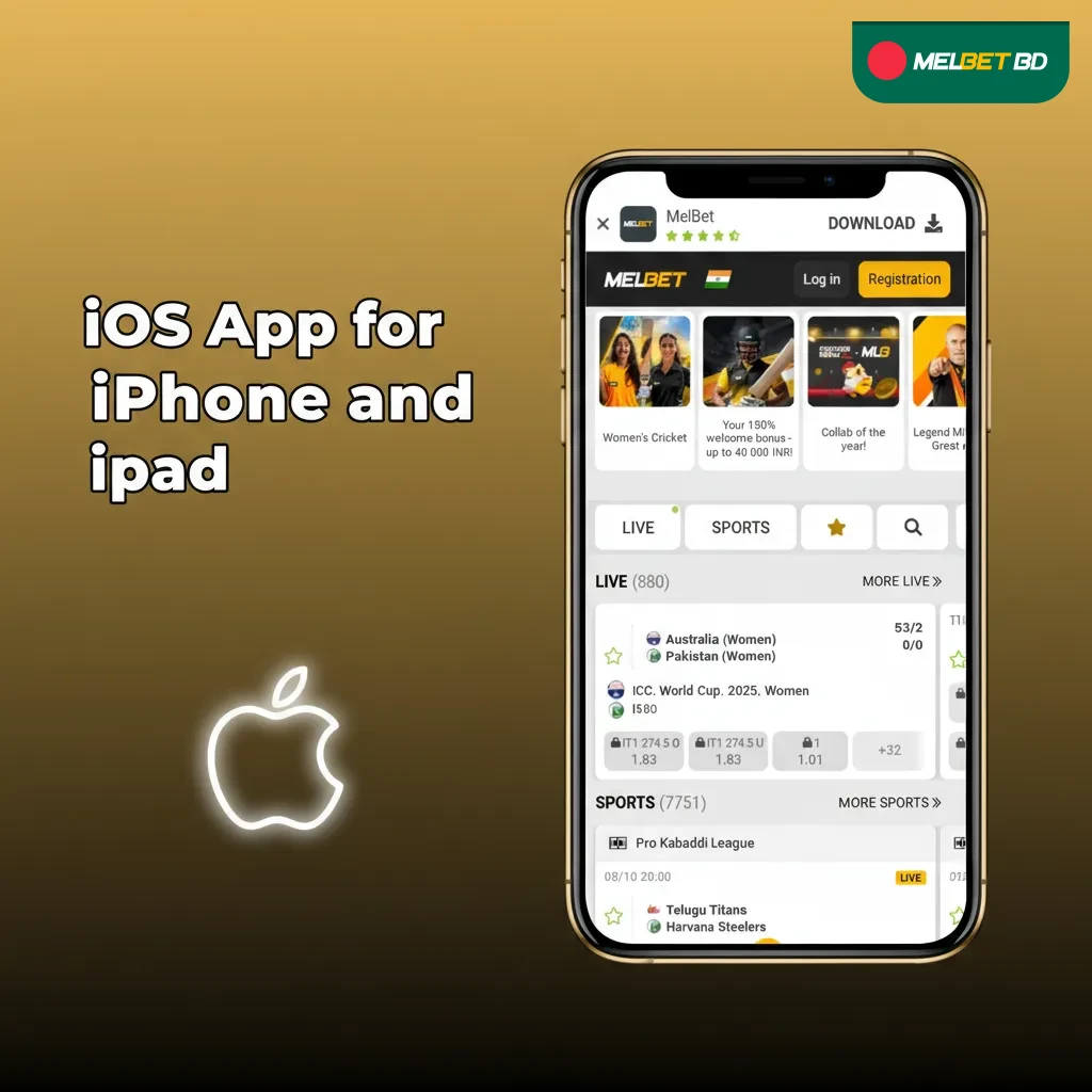 iOS app for iPhone and iPad (iOS 12+). Install via App Store, sign in, enable Face ID. Bets and casino games sync.